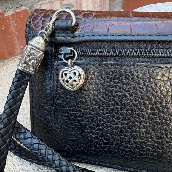 VTG Brighton🤎Leather Croc Embossed Brown/Black Wallet/Crossbody Bag - Picture 5 of 9
